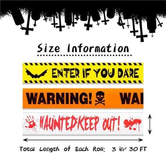 Halloween Decorations, 3inx90ft Caution Tape Halloween Party Decorations - Picture 2 of 8